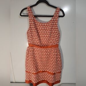 Anthropologie Elegant Orange Patterned Dress, Size 10